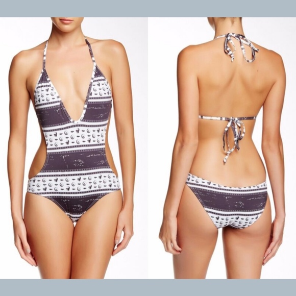 NEW TAVIK Alexa Halter Monokini One Piece Swimsuit in‎ Skull [SZ Small ] - Picture 1 of 4